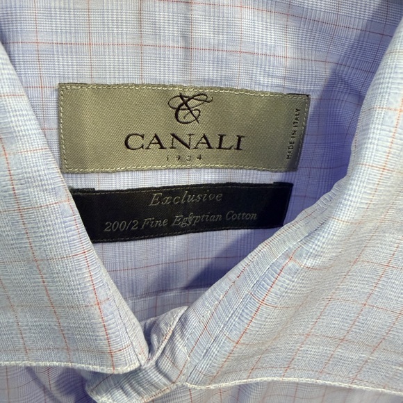 Canali Egyptian Cotton Windowpane Dress Shirt Size 42 - Picture 2 of 9